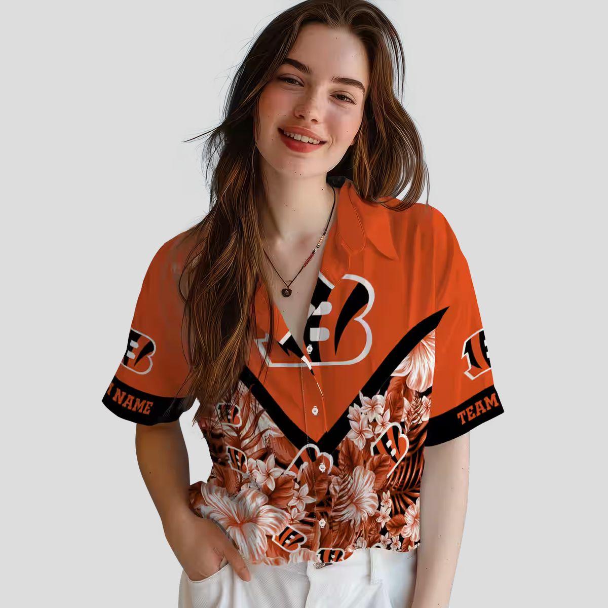 Custom Floral Chevron Cincinnati Bengals Hawaiian Shirt - NFL Aloha Game Day Beachwear