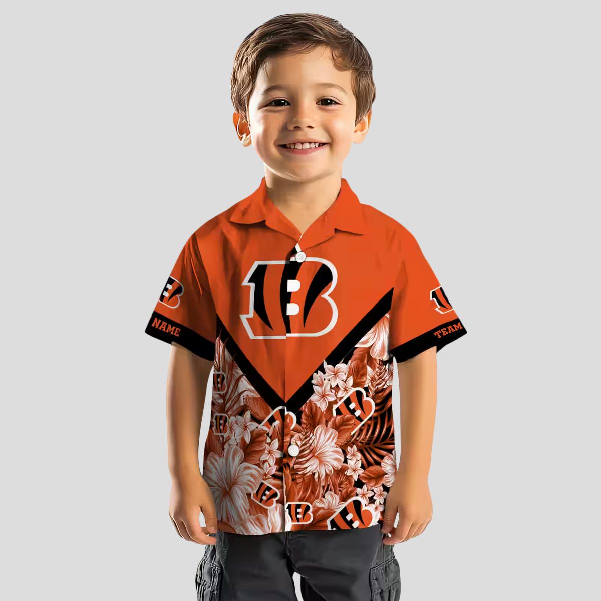 Custom Floral Chevron Cincinnati Bengals Hawaiian Shirt - NFL Aloha Game Day Beachwear