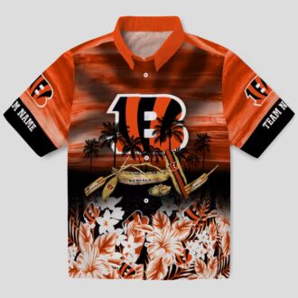 Custom Game Day Cincinnati Bengals Hawaiian Shirt - Tropical Canoe Orange Aloha Outfit