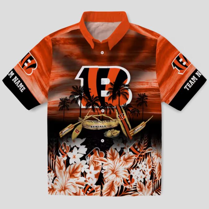 Custom Game Day Cincinnati Bengals Hawaiian Shirt - Tropical Canoe Orange Aloha Outfit
