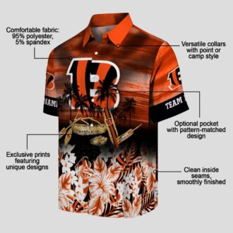Custom Game Day Cincinnati Bengals Hawaiian Shirt - Tropical Canoe Orange Aloha Outfit