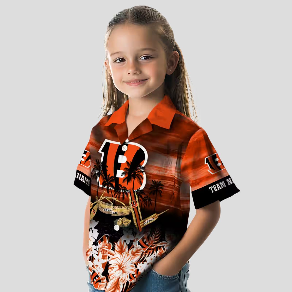 Custom Game Day Cincinnati Bengals Hawaiian Shirt - Tropical Canoe Orange Aloha Outfit