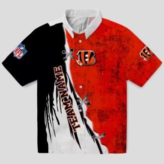 Custom NFL Cincinnati Bengals Hawaiian Shirt – Edgy Streaks Orange White Aloha Print