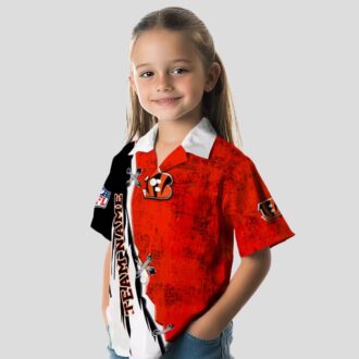 Custom NFL Cincinnati Bengals Hawaiian Shirt – Edgy Streaks Orange White Aloha Print