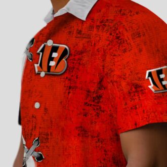 Custom NFL Cincinnati Bengals Hawaiian Shirt – Edgy Streaks Orange White Aloha Print