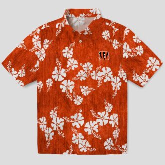 NFL Bengals Hibiscus Clusters Orange Hawaiian Shirt, Tailgate & Vacation Outfit