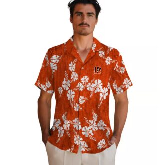 NFL Bengals Hibiscus Clusters Orange Hawaiian Shirt, Tailgate & Vacation Outfit