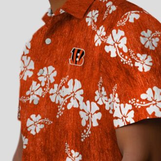 NFL Bengals Hibiscus Clusters Orange Hawaiian Shirt, Tailgate & Vacation Outfit