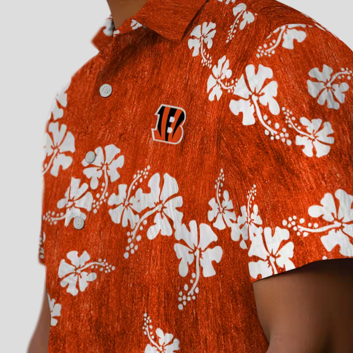 NFL Bengals Hibiscus Clusters Orange Hawaiian Shirt, Tailgate & Vacation Outfit