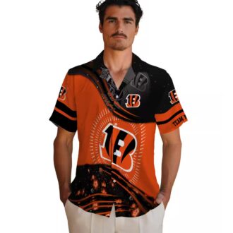 NFL Cincinnati Bengals Hawaiian Shirt – Black Orange Wave, Summer Football Fan Gear