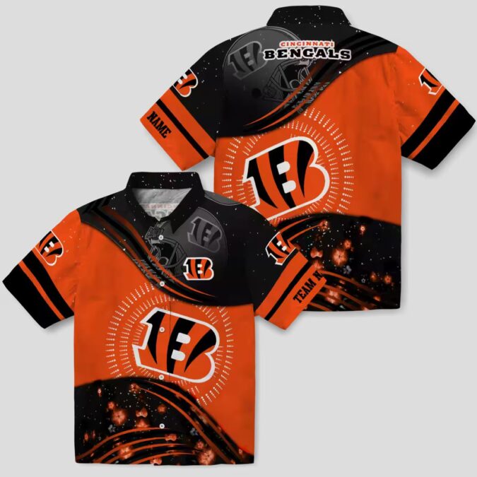 NFL Cincinnati Bengals Hawaiian Shirt – Black Orange Wave, Summer Football Fan Gear