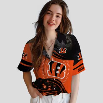 NFL Cincinnati Bengals Hawaiian Shirt – Black Orange Wave, Summer Football Fan Gear