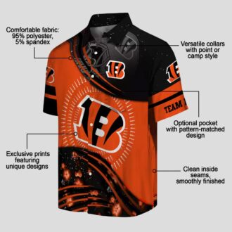NFL Cincinnati Bengals Hawaiian Shirt – Black Orange Wave, Summer Football Fan Gear