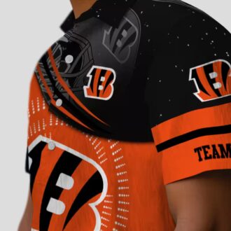 NFL Cincinnati Bengals Hawaiian Shirt – Black Orange Wave, Summer Football Fan Gear