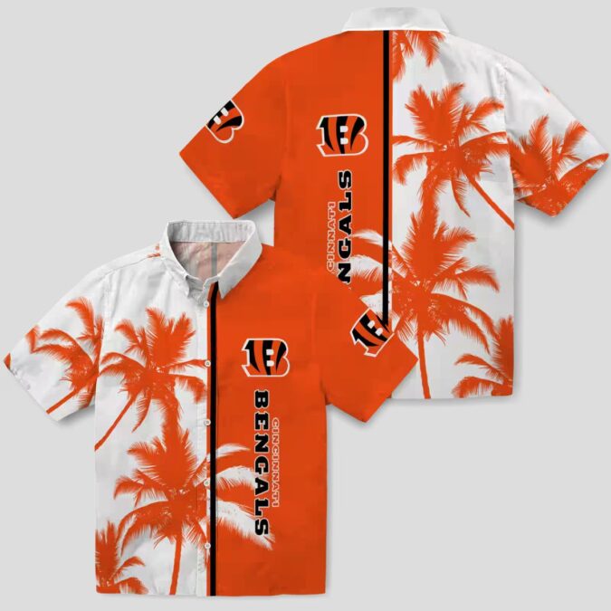 Orange White Tropical Cincinnati Bengals Hawaiian Shirt – NFL Aloha Palm Trees Design