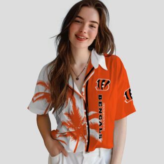 Orange White Tropical Cincinnati Bengals Hawaiian Shirt – NFL Aloha Palm Trees Design