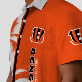 Orange White Tropical Cincinnati Bengals Hawaiian Shirt – NFL Aloha Palm Trees Design