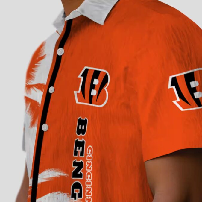 Orange White Tropical Cincinnati Bengals Hawaiian Shirt – NFL Aloha Palm Trees Design