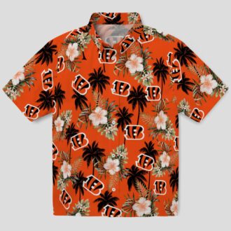 Palm Tree & Floral Cincinnati Bengals Orange Hawaiian Shirt - NFL Game Day Beachwear