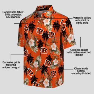 Palm Tree & Floral Cincinnati Bengals Orange Hawaiian Shirt - NFL Game Day Beachwear