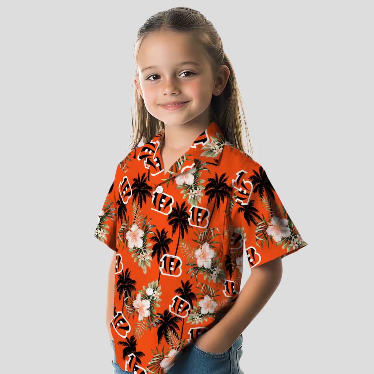Palm Tree & Floral Cincinnati Bengals Orange Hawaiian Shirt - NFL Game Day Beachwear