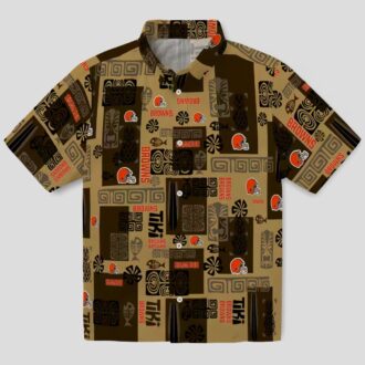 Cleveland Browns Aloha Button Up Shirt, Brown Tribal Pattern Hawaiian Outfit for Summer