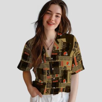 Cleveland Browns Aloha Button Up Shirt, Brown Tribal Pattern Hawaiian Outfit for Summer