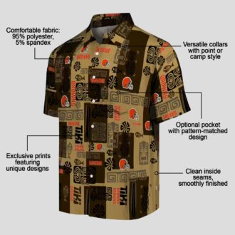 Cleveland Browns Aloha Button Up Shirt, Brown Tribal Pattern Hawaiian Outfit for Summer