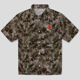 Cleveland Browns Aloha Hawaiian Shirt, Brown Leaf Design Summer Outfit for Football Fans