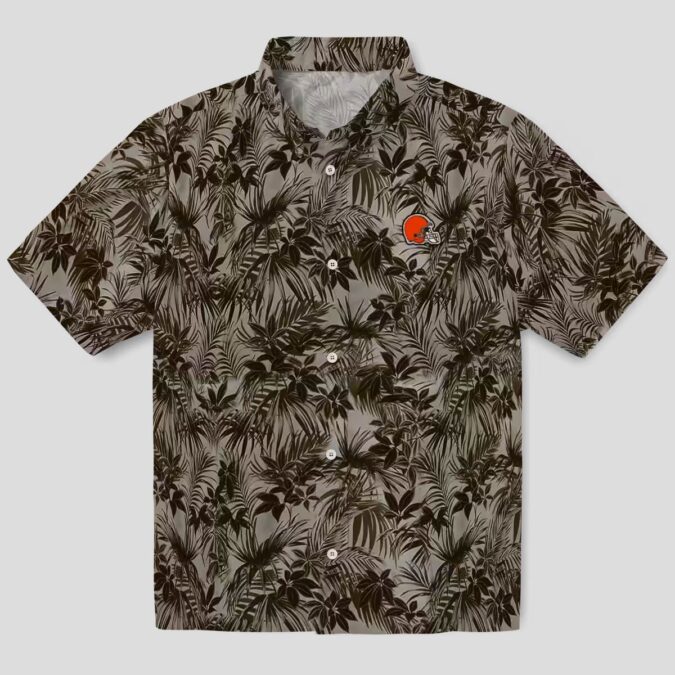 Cleveland Browns Aloha Hawaiian Shirt, Brown Leaf Design Summer Outfit for Football Fans