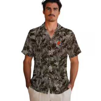Cleveland Browns Aloha Hawaiian Shirt, Brown Leaf Design Summer Outfit for Football Fans