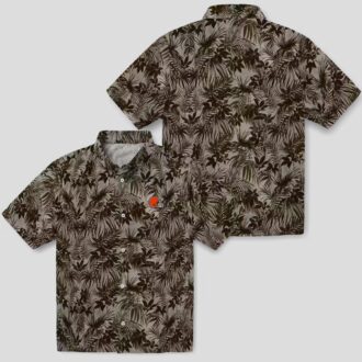 Cleveland Browns Aloha Hawaiian Shirt, Brown Leaf Design Summer Outfit for Football Fans