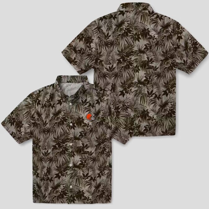 Cleveland Browns Aloha Hawaiian Shirt, Brown Leaf Design Summer Outfit for Football Fans