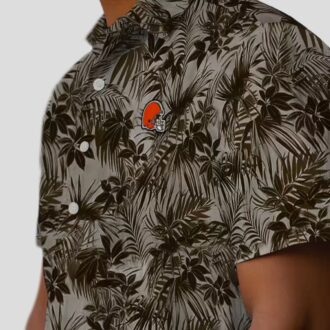 Cleveland Browns Aloha Hawaiian Shirt, Brown Leaf Design Summer Outfit for Football Fans