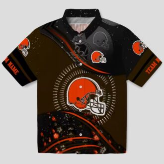Cleveland Browns Aloha Shirt, Black Brown Football Wave Beachwear for Fans