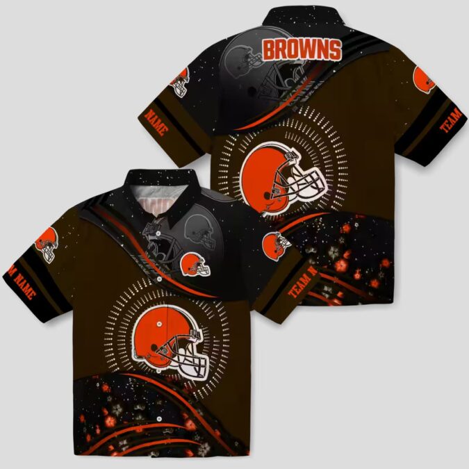 Cleveland Browns Aloha Shirt, Black Brown Football Wave Beachwear for Fans
