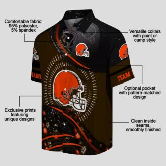 Cleveland Browns Aloha Shirt, Black Brown Football Wave Beachwear for Fans