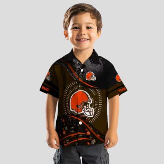 Cleveland Browns Aloha Shirt, Black Brown Football Wave Beachwear for Fans