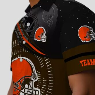 Cleveland Browns Aloha Shirt, Black Brown Football Wave Beachwear for Fans