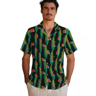Cleveland Browns Black Green Hawaiian Shirt, Tropical Corn Design Game Day Outfit