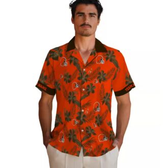 Cleveland Browns Botanical Hawaiian Shirt, Orange Floral Tropical Summer Outfit
