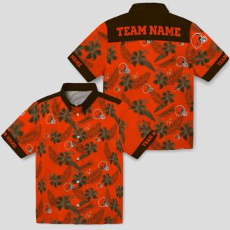Cleveland Browns Botanical Hawaiian Shirt, Orange Floral Tropical Summer Outfit