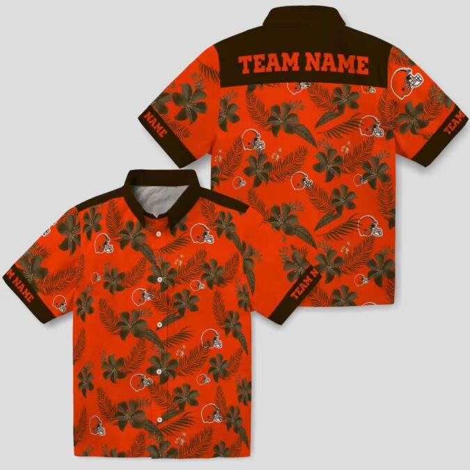 Cleveland Browns Botanical Hawaiian Shirt, Orange Floral Tropical Summer Outfit