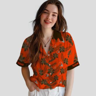 Cleveland Browns Botanical Hawaiian Shirt, Orange Floral Tropical Summer Outfit