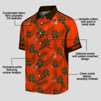 Cleveland Browns Botanical Hawaiian Shirt, Orange Floral Tropical Summer Outfit