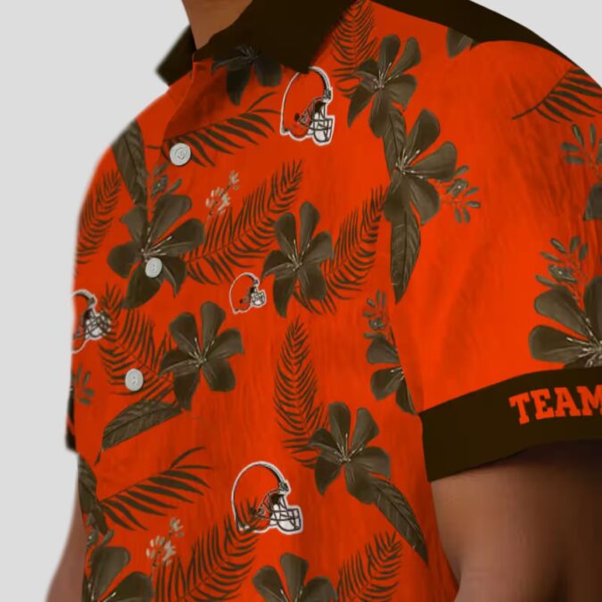Cleveland Browns Botanical Hawaiian Shirt, Orange Floral Tropical Summer Outfit