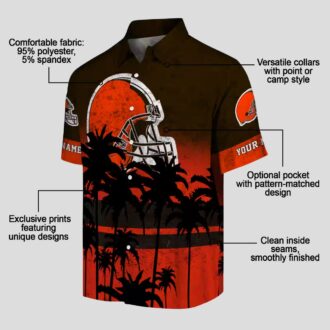 Cleveland Browns Custom Hawaiian Shirt, Sunset Beach Brown Black Button Up for Fans