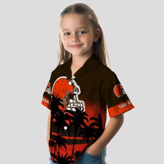 Cleveland Browns Custom Hawaiian Shirt, Sunset Beach Brown Black Button Up for Fans