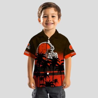 Cleveland Browns Custom Hawaiian Shirt, Sunset Beach Brown Black Button Up for Fans
