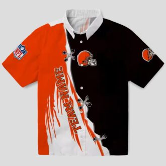 Cleveland Browns Edgy Streaks Hawaiian Shirt, Custom Brown White NFL Fan Gear